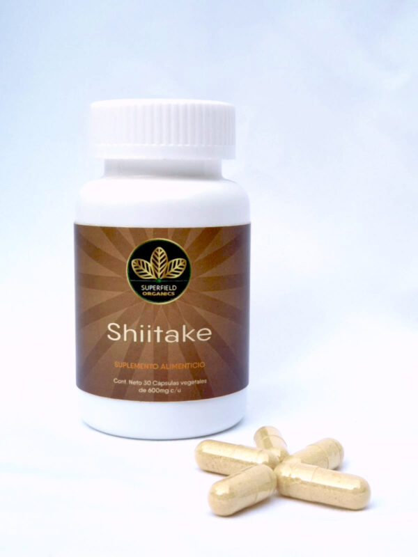 Frasco y cápsulas Adaptógeno Shiitake